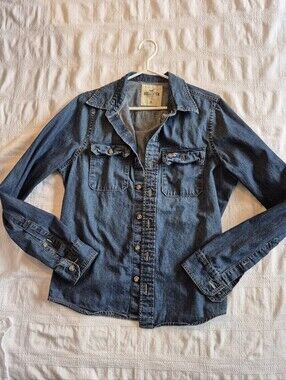 Hilistet men's Medium jean button up shirt  dark wash VGUC